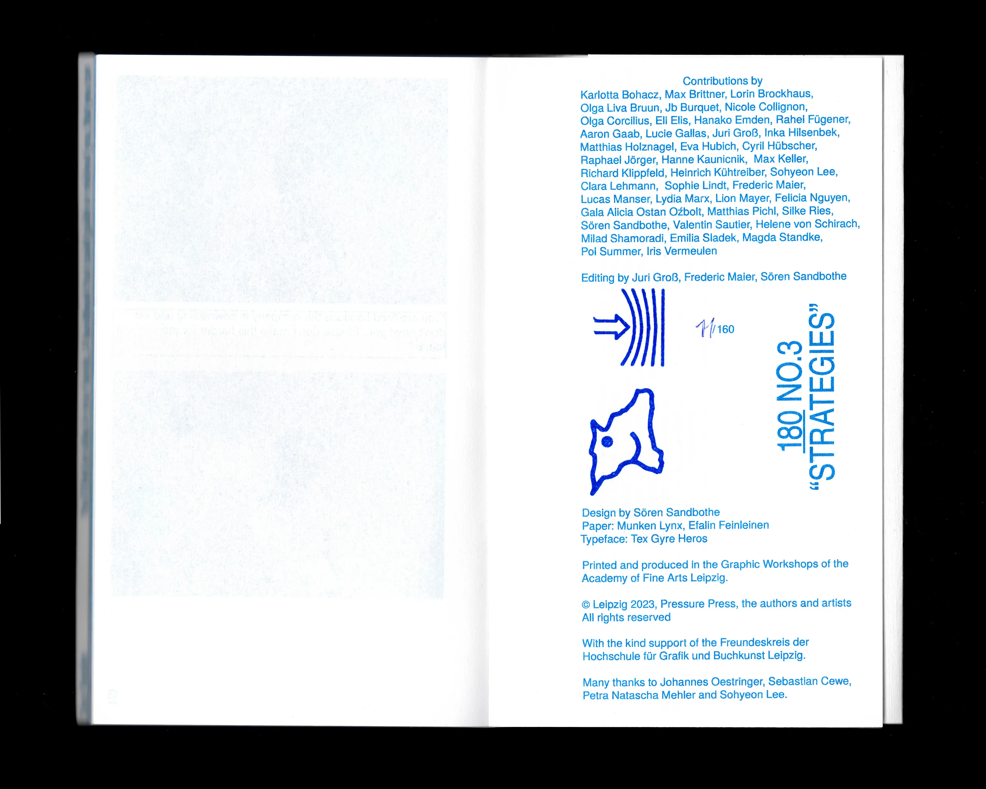 Imprint page listing all contributor names and production information.