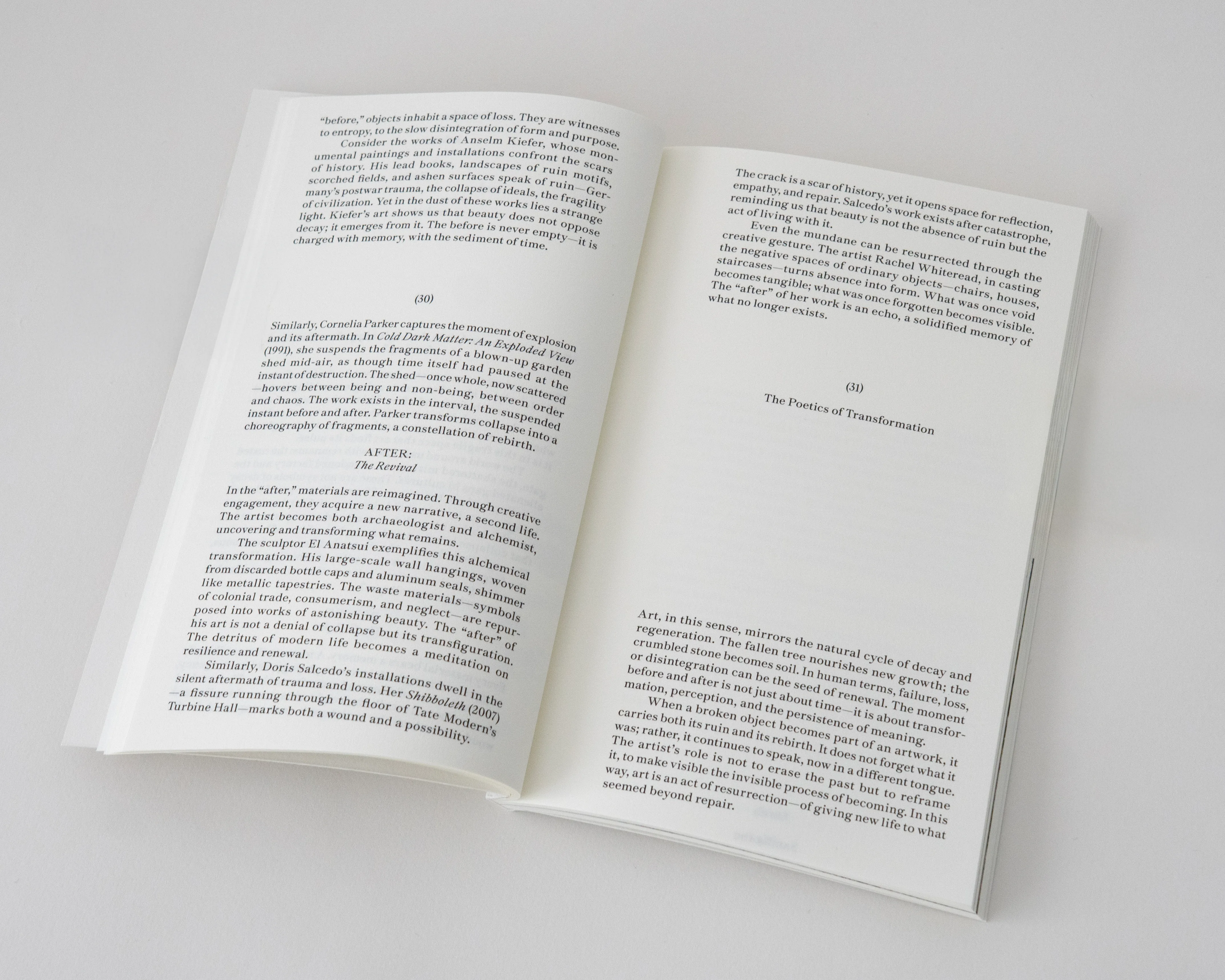 Double spread page showcasing the minimal text layout