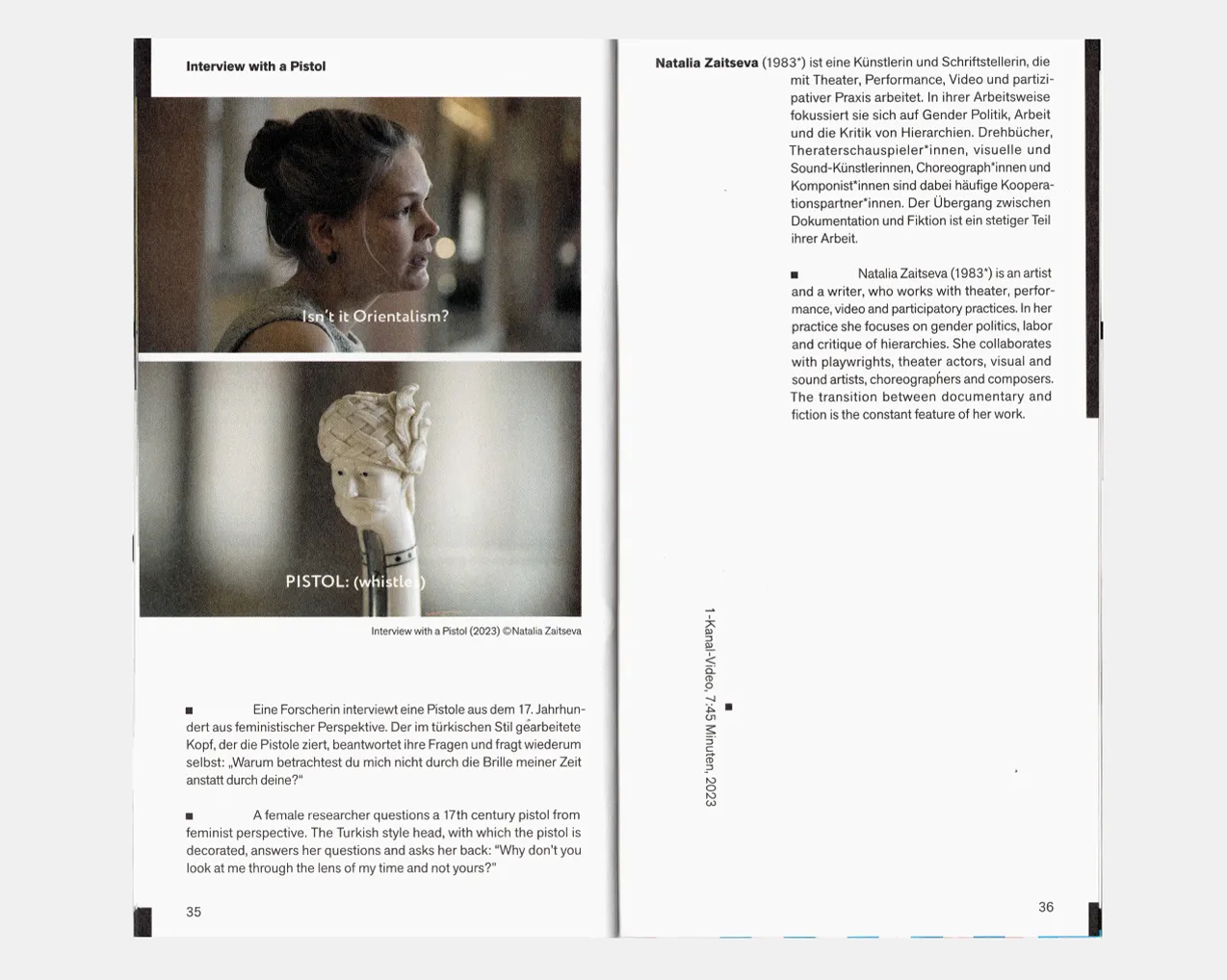 Spread illustrating the text and image layout of the exhibition reader