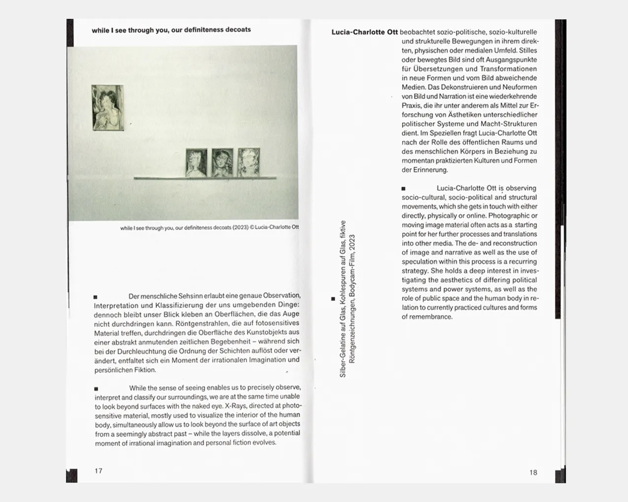 Another spread showcasing the text and image layout of the exhibition reader