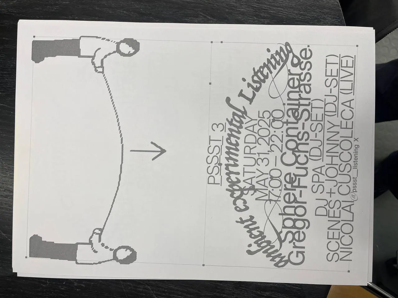Riso-printed poster with event information and a key visual of two figures playing.