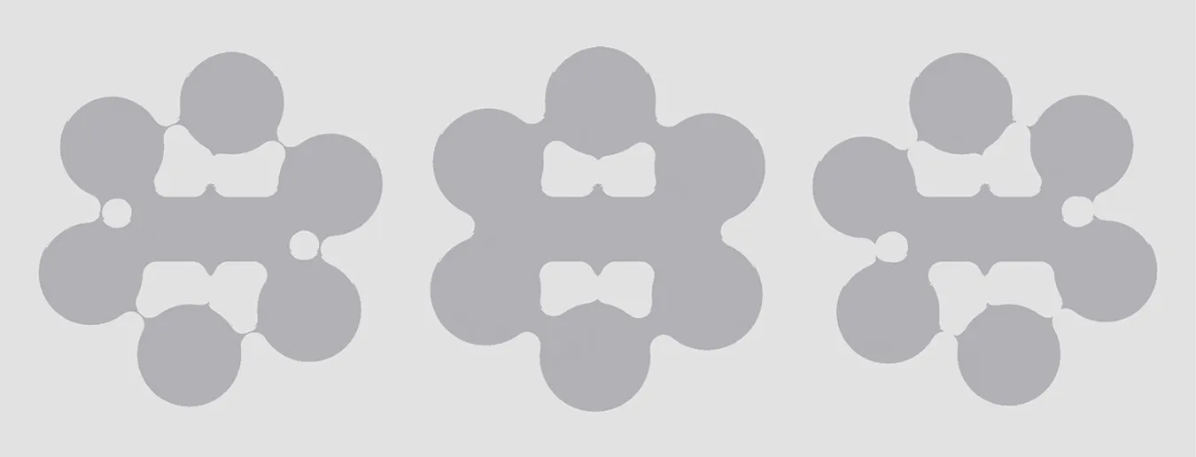 Three sequential stills showing the progression of the organic animation.